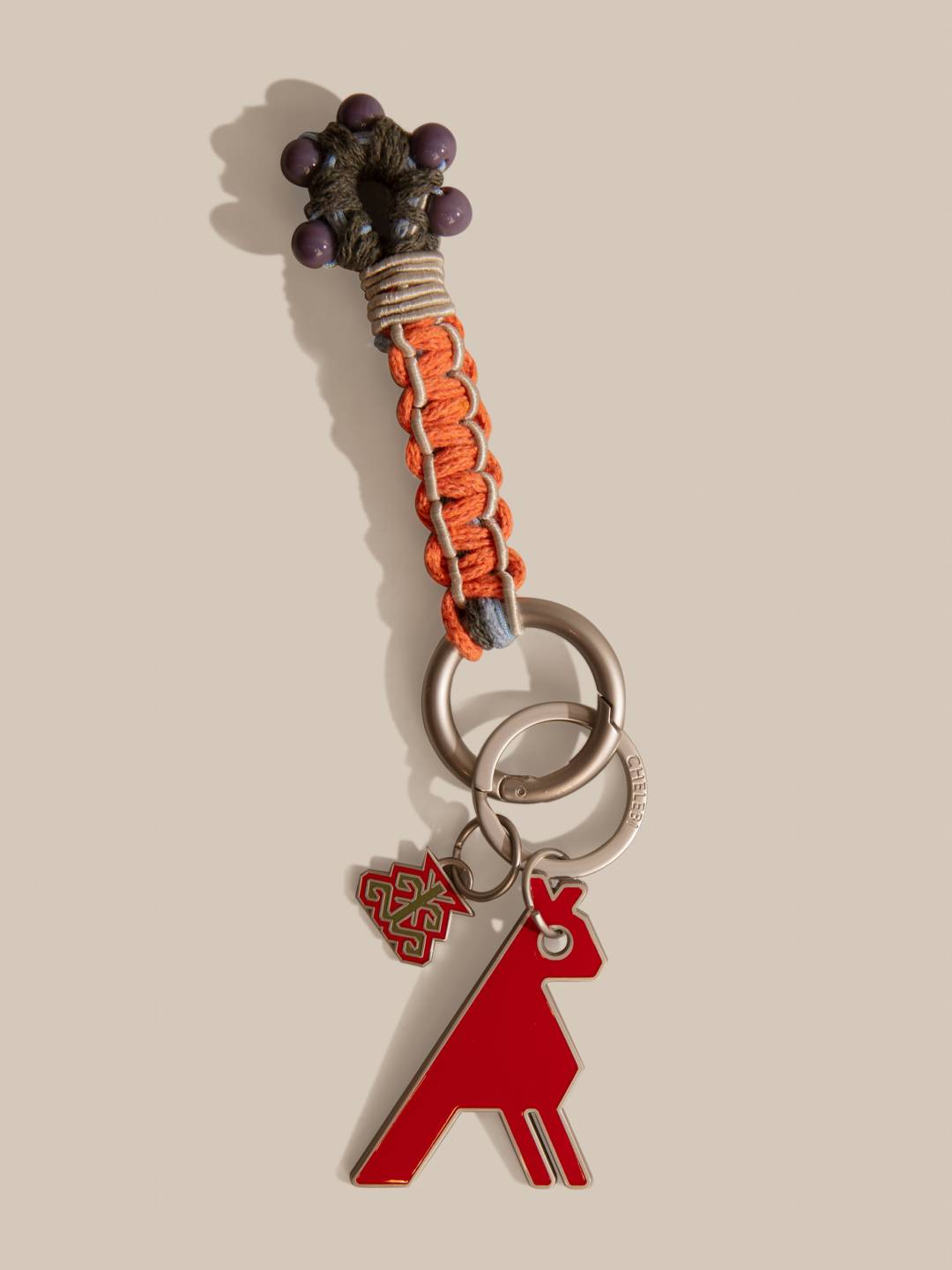 Gümüş Qırmızı Quş Asqısı Bənövşəyi Boncuklu